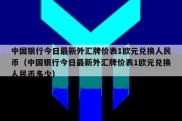 中国银行今日最新外汇牌价表1欧元兑换人民币（中国银行今日最新外汇牌价表1欧元兑换人民币多少）