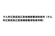 个人外汇购买及汇款有哪些要求和条件（个人外汇购买及汇款有哪些要求和条件呢）