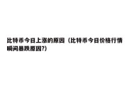 比特币今日上涨的原因（比特币今日价格行情瞬间暴跌原因?）